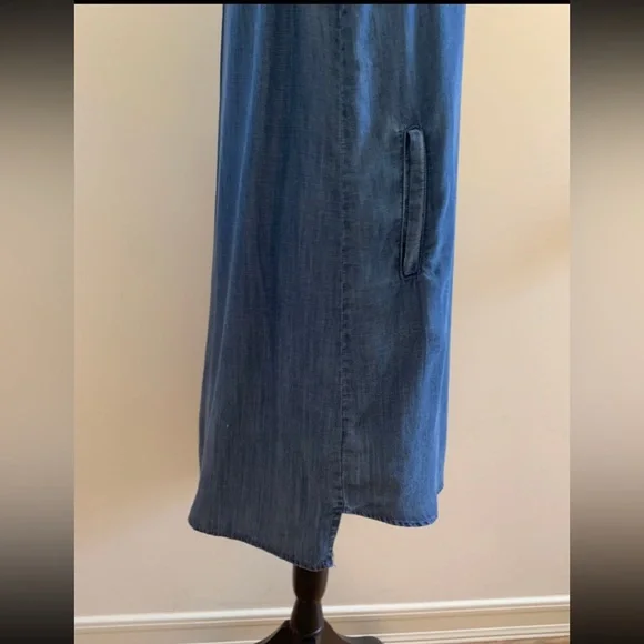 WYATT COLLECTION Womens Ladies Denim Blue Hi-Low Pockets Sheath Tunic Dress Sz L - Picture 8 of 10